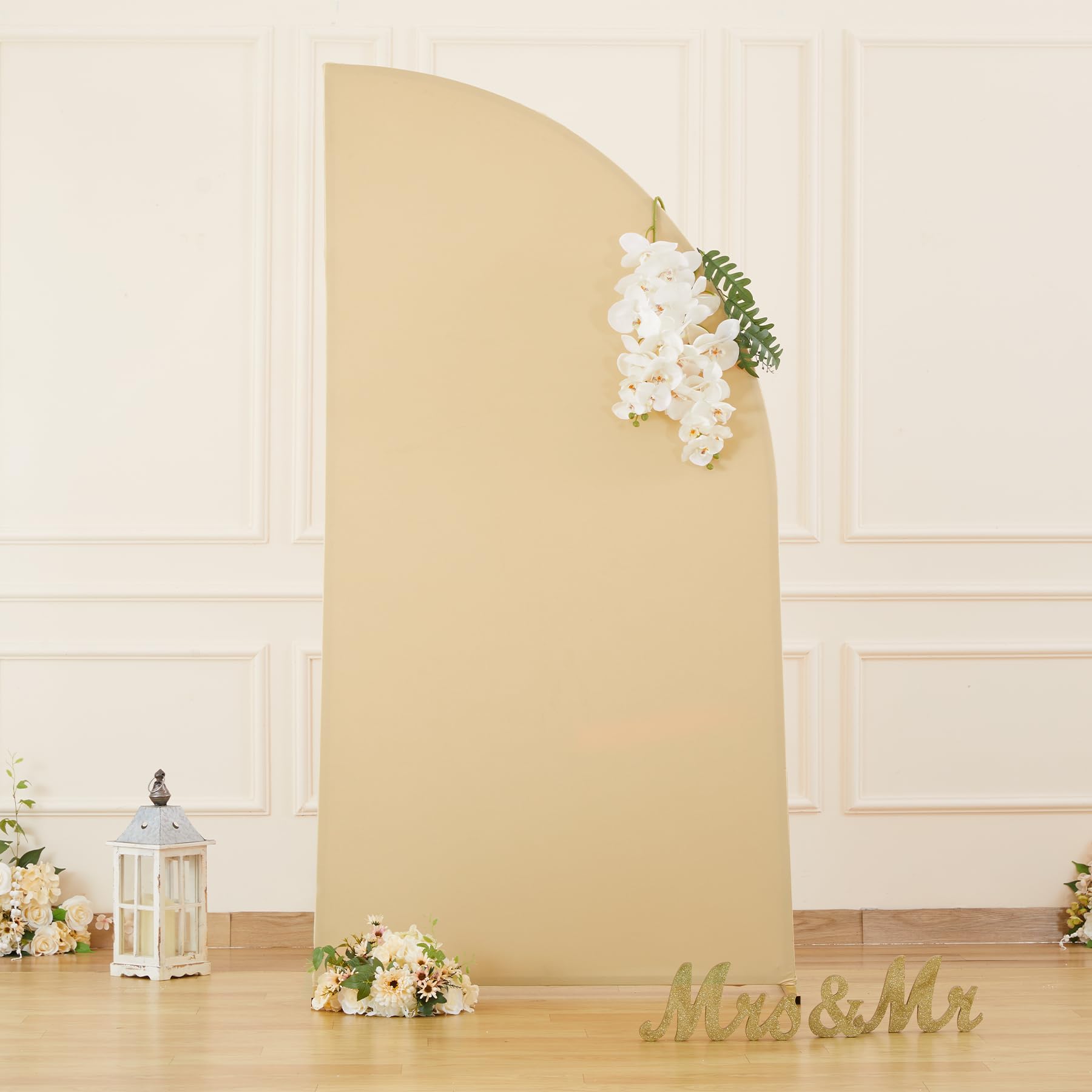 Champagne Half Moon Arch Covers Wedding Arch Backdrop Cover for Weddings Birthday Parties Baby Showers Events – 5ft Champagne Half Arch Fabric Cover