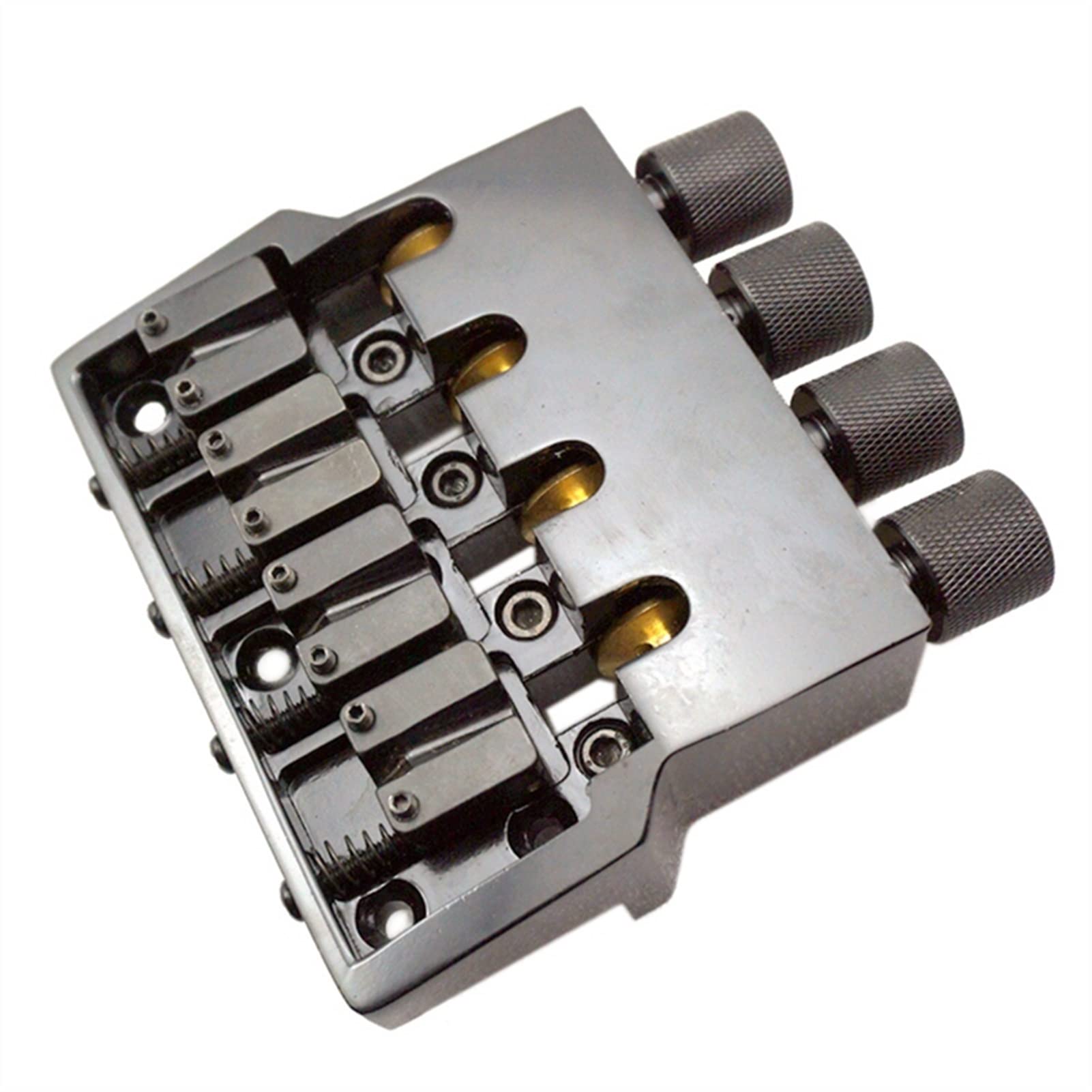 Parti di ricambio chitarra 1 Set Di Sella Rulli Nera 4 Corde Bass Guitar Bridge Per Accessori Per Chitarra Senza Testa