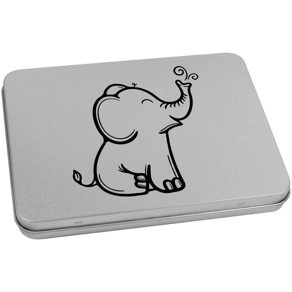 Azeeda 170mm 'Happy Elephant' Metal Hinged Tin/Storage Box (TT00130752)