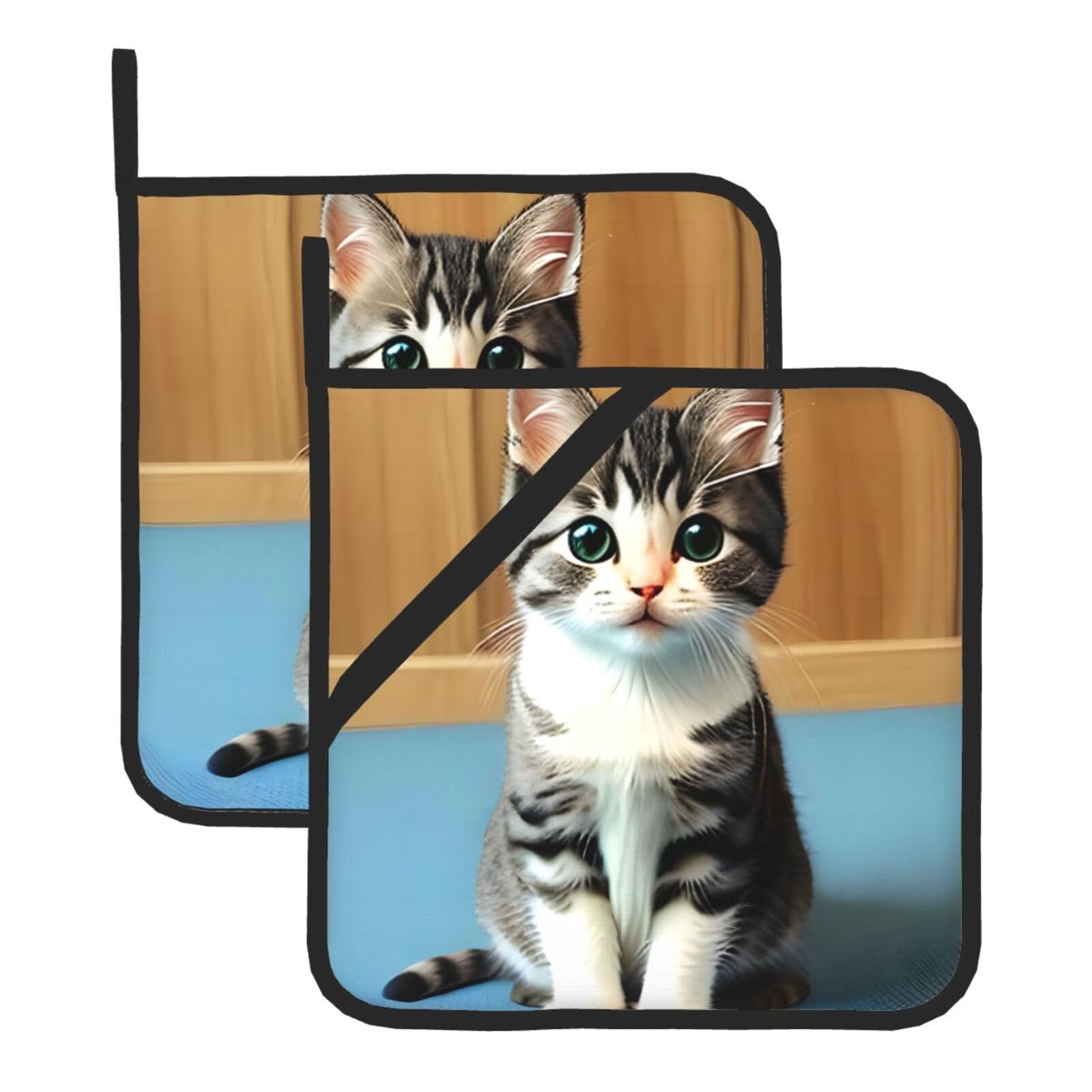 Bedroom kitten Square Heat Resistant Trivet Set Thick and Durable for Baking Barbecue Cookware Oven