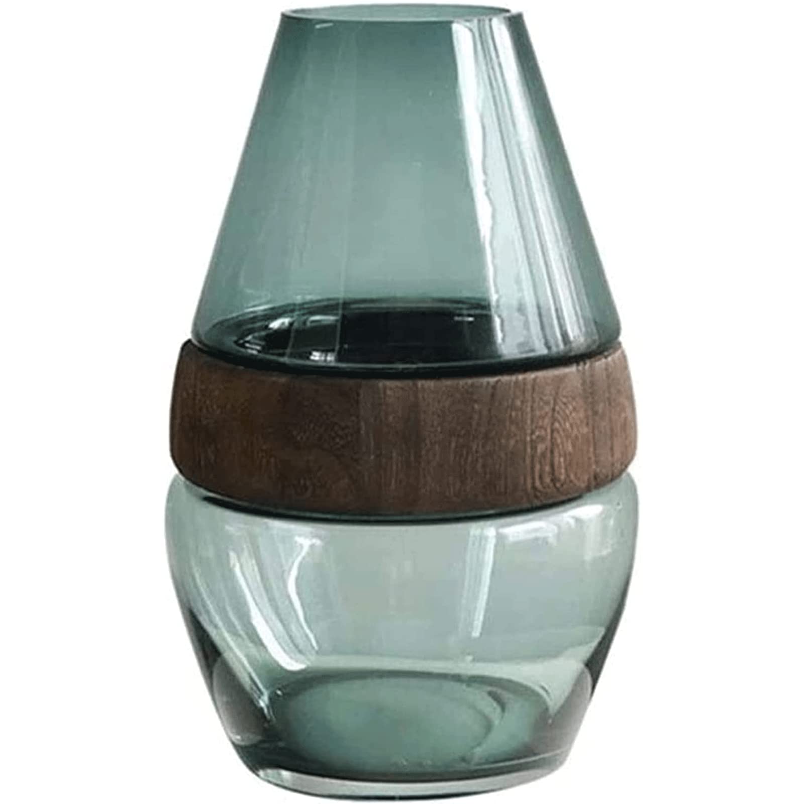 Ngdfgr As Known Fashion New Chinese The Vase For Decor Dark Green Transparent Glass Flower Vases Home Dining Table Office Friend Flower Vase Decoration (B),B