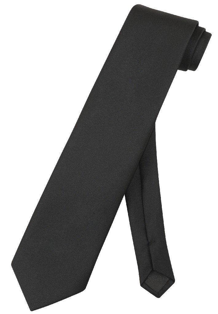 Vesuvio Napoli NeckTie Solid EXTRA LONG BLACK Color Men's XL Neck Tie