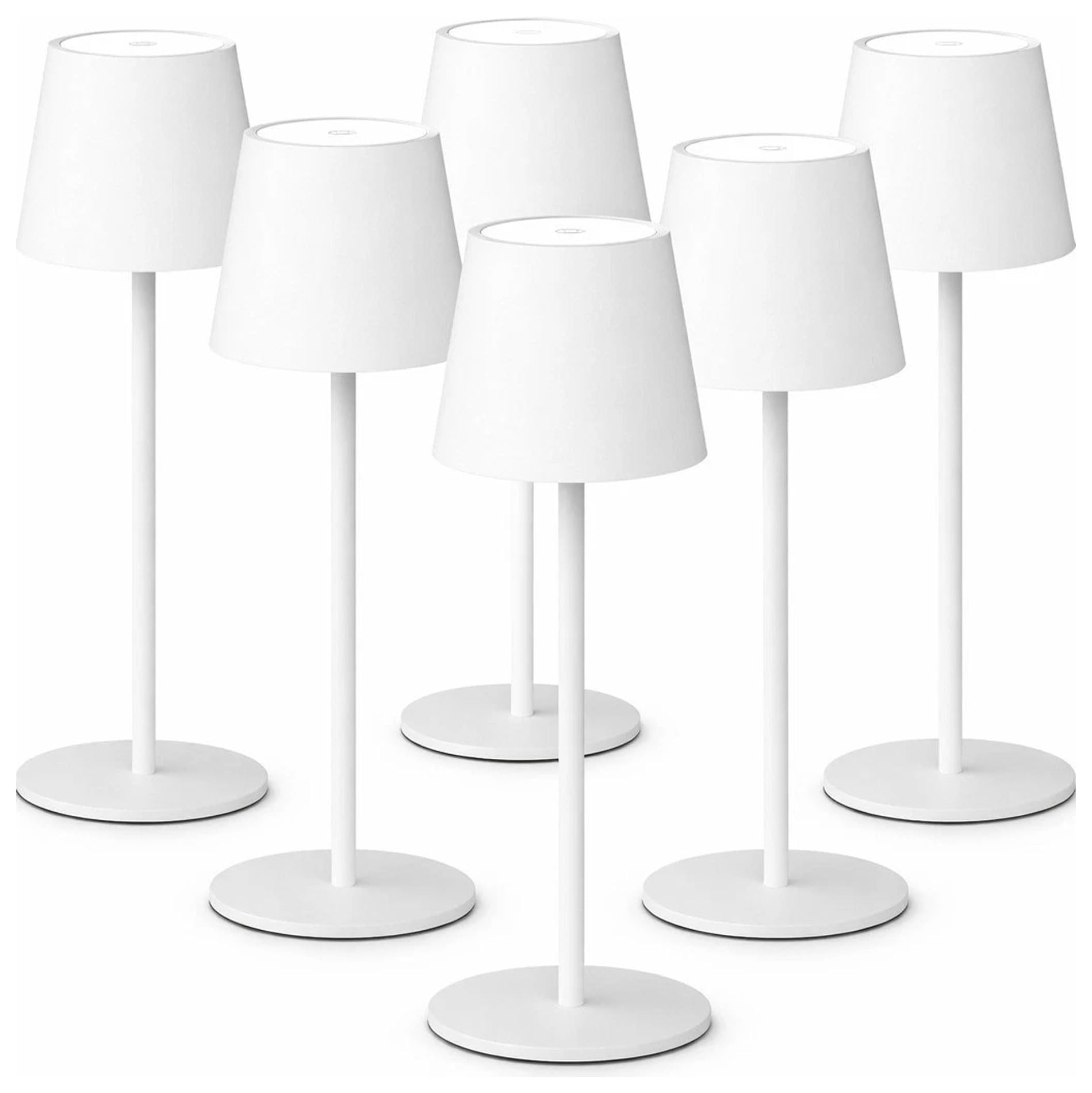 081 Store - 6 PEZZI LAMPADA DA TAVOLO SENZA FILI RICARICABILE BIANCHE, LAMPADA DA TAVOLO LED DIMMERABILE E CON 3 TONALITà DI LUCE, DIMMERABILE 3000-65000K ED IMPERMEABILE IP54