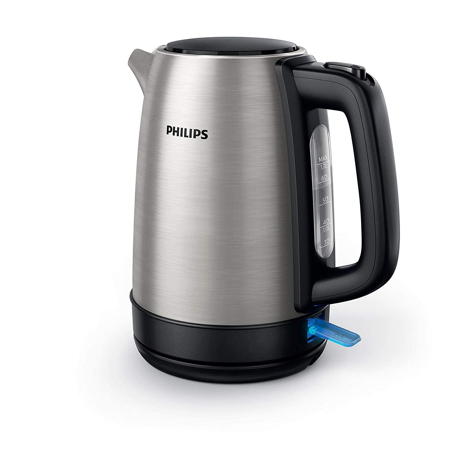 PHILIPS Daily Collection Kettle Stainless Steel, Spring lid, Light indicator, Silver, 1.7 L, HD9350 - International Version
