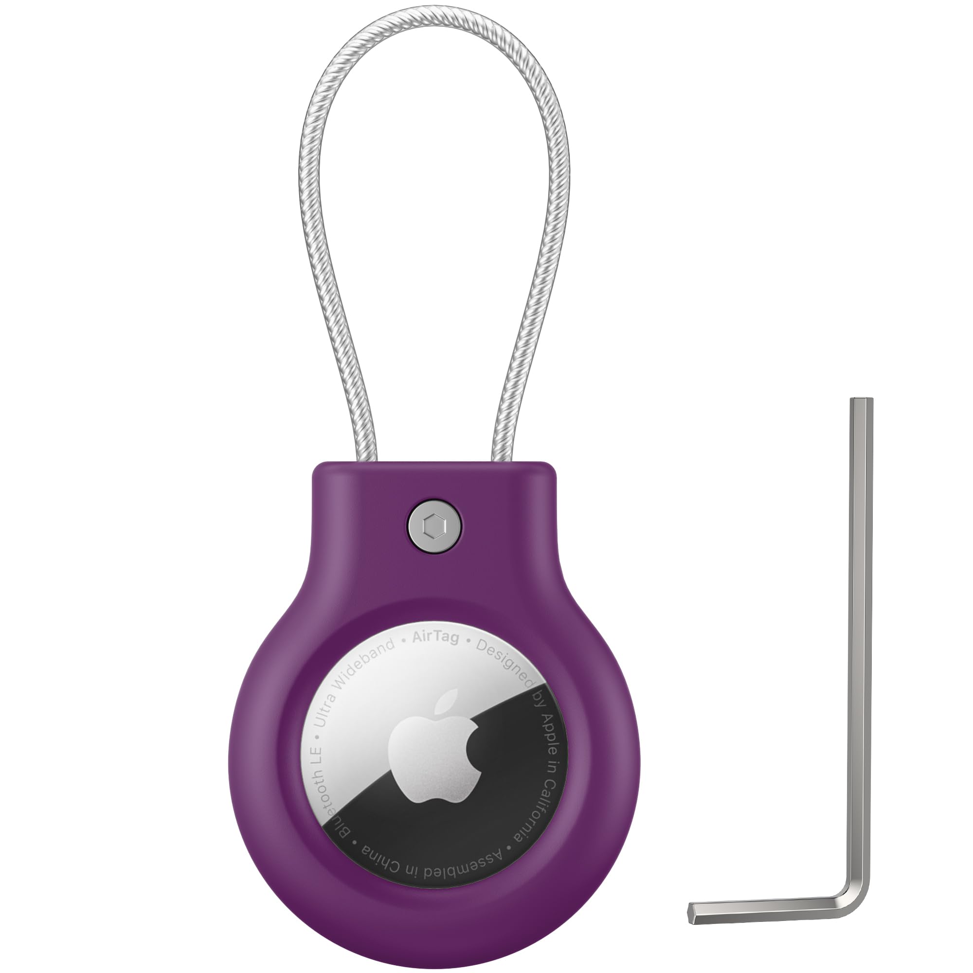 Meliya at Holder for Apple at Secure Holder with Wire Cable, 4 Pack Air Tag Lock Case Keychain Key Ring Key Chain Luggage Tag for Keys, Luggage & More - Dark Purple-image-42