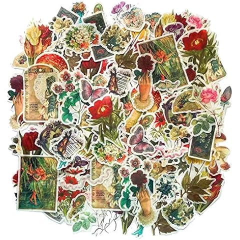 MAXLEAF 120PCS Multi-Colored Vintage Plants Flowers Fairy Washi Stickers for Decoration Planners Scrapbook Laptops (Vintage Flower) Cover