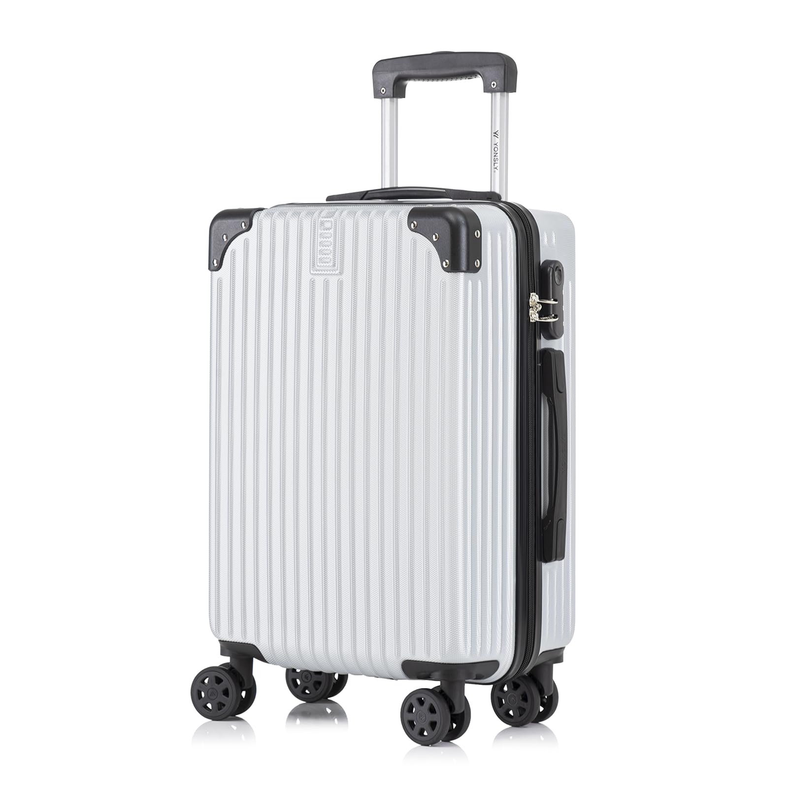 yonsly Koffer Suitcase, Trolley Reisekoffer, Rollkoffer Handgepäck mit 4 Rollen 360°, ABS Hartschalen, Sicherheitsschloss, Weicher Gummigriff, 210D-Futter