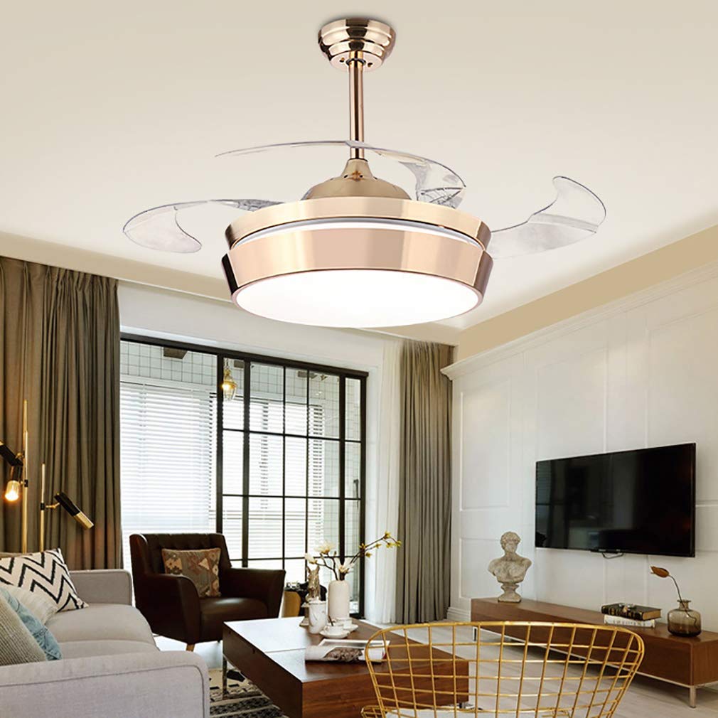 HXYSXHJUO Fanps, Modern Reversible Fans with Ceililights, Remote Control 6 Speed Adjustable Led Fan Light for Indoor Bedroom Liviroom Lounge Diniroom/D/108Cm*50Cm