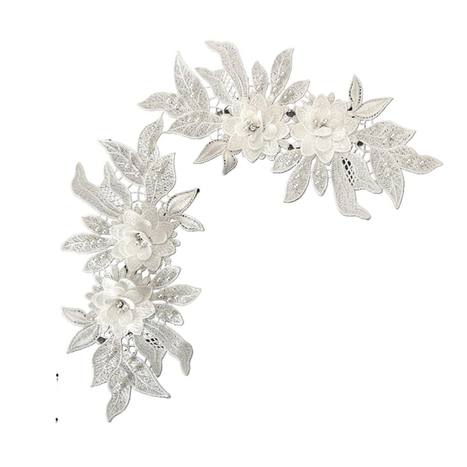 Appliques de dentelle 3D brodées pour couture de robe de mariée, voile et décoration de vêtement
