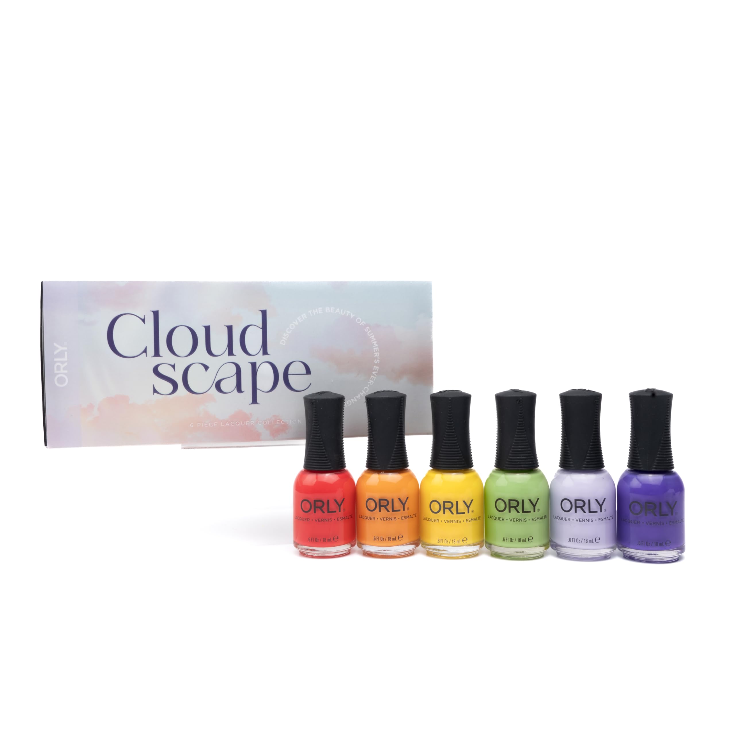 ORLY Cloudscape 6PIX Nagellack Set – 6 Nail Polish Farben in sanften Pastell- & kräftigen Wolken-Tönen, Hochglanz Finish, Schnelltrocknend, Langanhaltend, Vegan & Cruelty-Free, Geschenkset, 6 x 18 ml