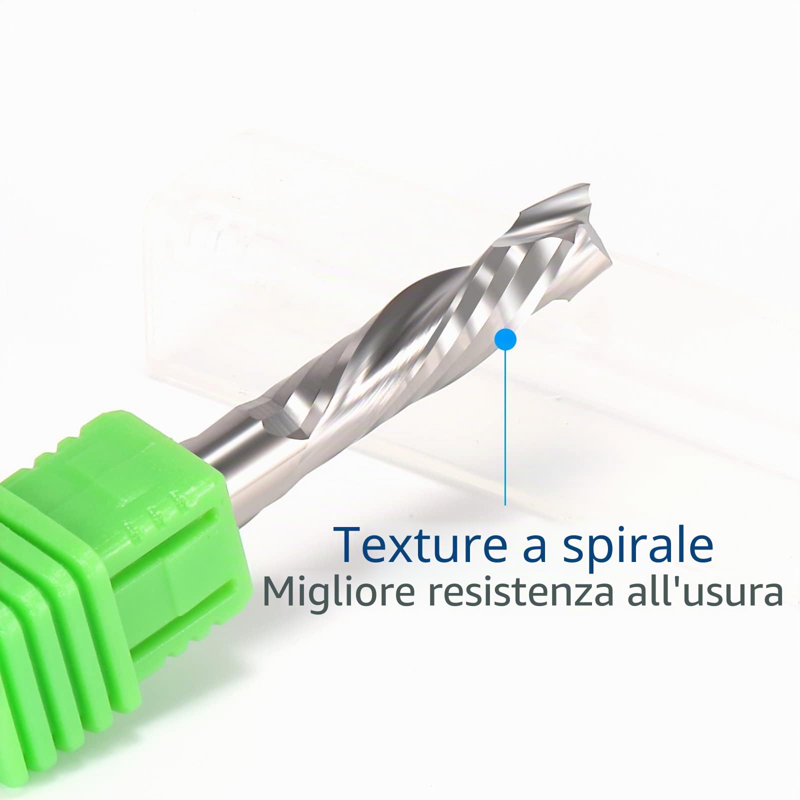 Punta da taglio bidirezionale a doppia spirale in metallo al carburo, per fresa CNC a compressione, per il taglio del legno, 6 x 25 mm