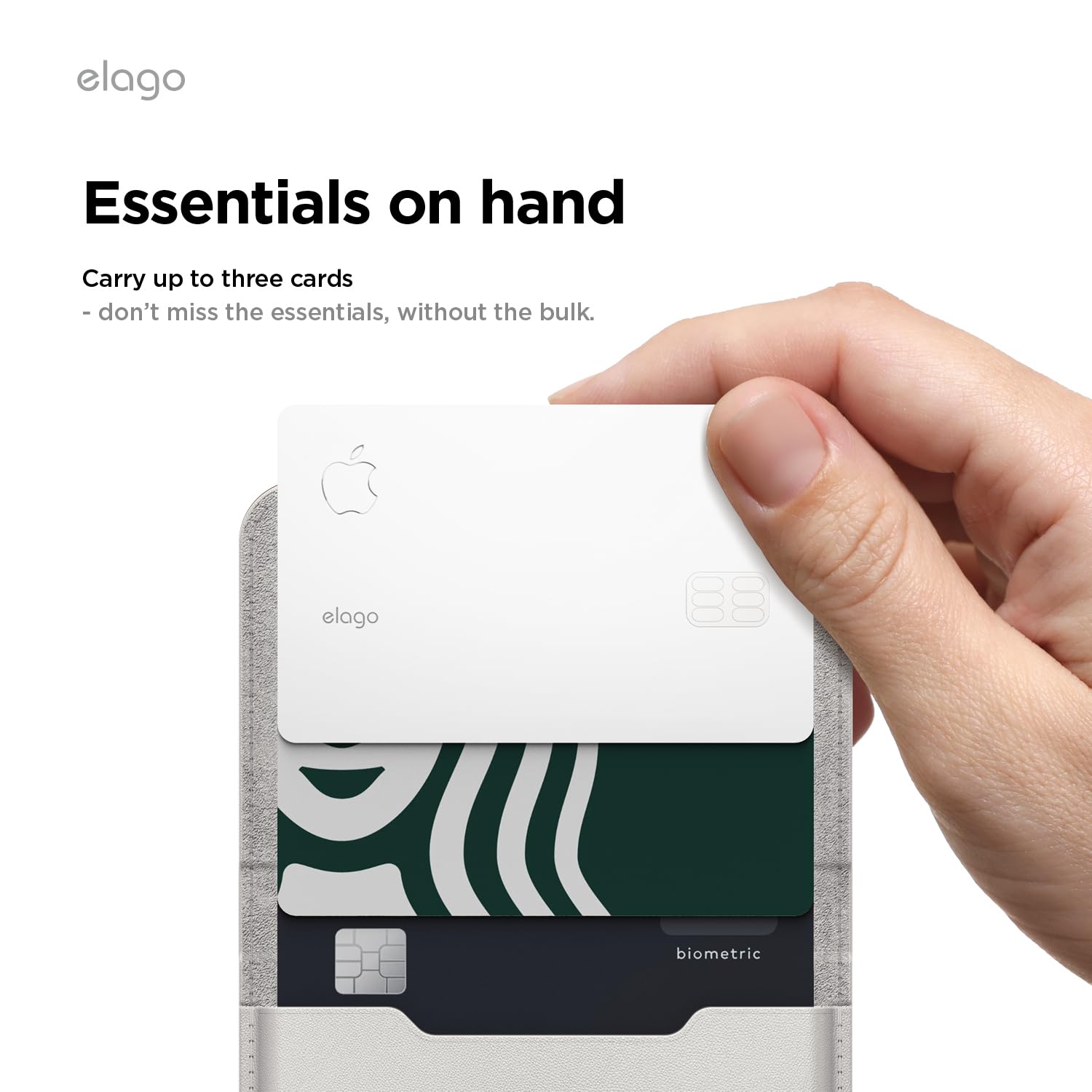 elago Tarjetero Magnético de Cuero Vegano para 4 Tarjetas - Compatible con MagSafe para iPhone, Cartera Segura para el Teléfono, Protección contra Arañazos, Admite Monedas y Billetes (Gris Claro)