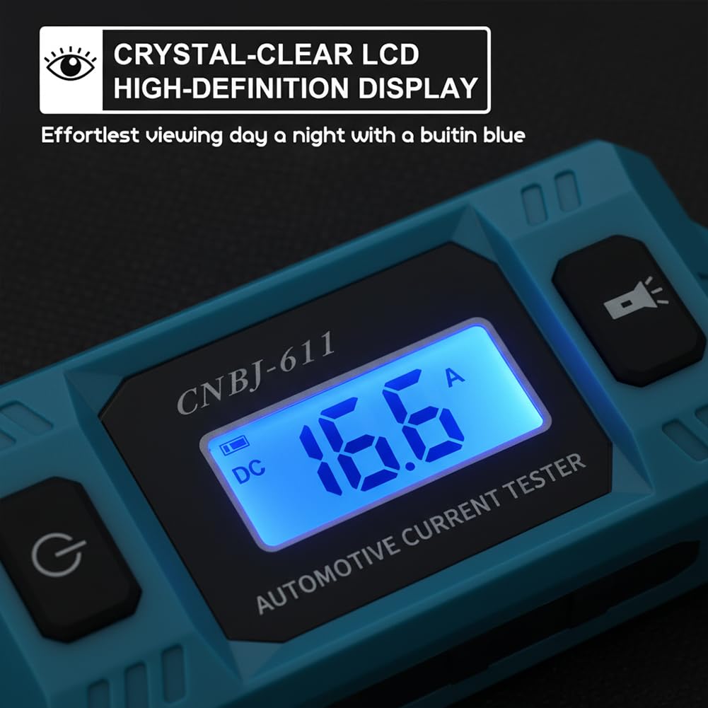 2026 Upgraded Automotive Circuit Fault Probe Tester, High-Precision Current Tester, 20A 48V Car Relay Fuse Blade Checker, Built-in Front Light with Blue Backlit LCD Screen (2PCS)