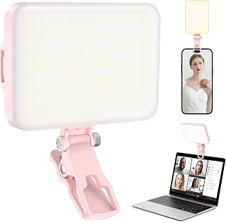 ALTSON 60-LED Rechargeable Selfie Light with Clip, Tripod Adapter, CRI 97+ - 9 Modes for iPhone, Webcam, Zoom, Vlogs & Makeup