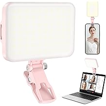 ALTSON 60 LED 便携式自拍灯视频会议照明,带夹子和相机三脚架适配器可充电 2200mAh CRI 97+,9 种灯模式适用于手机 iPhone 网络摄像头笔记本电脑照片化妆