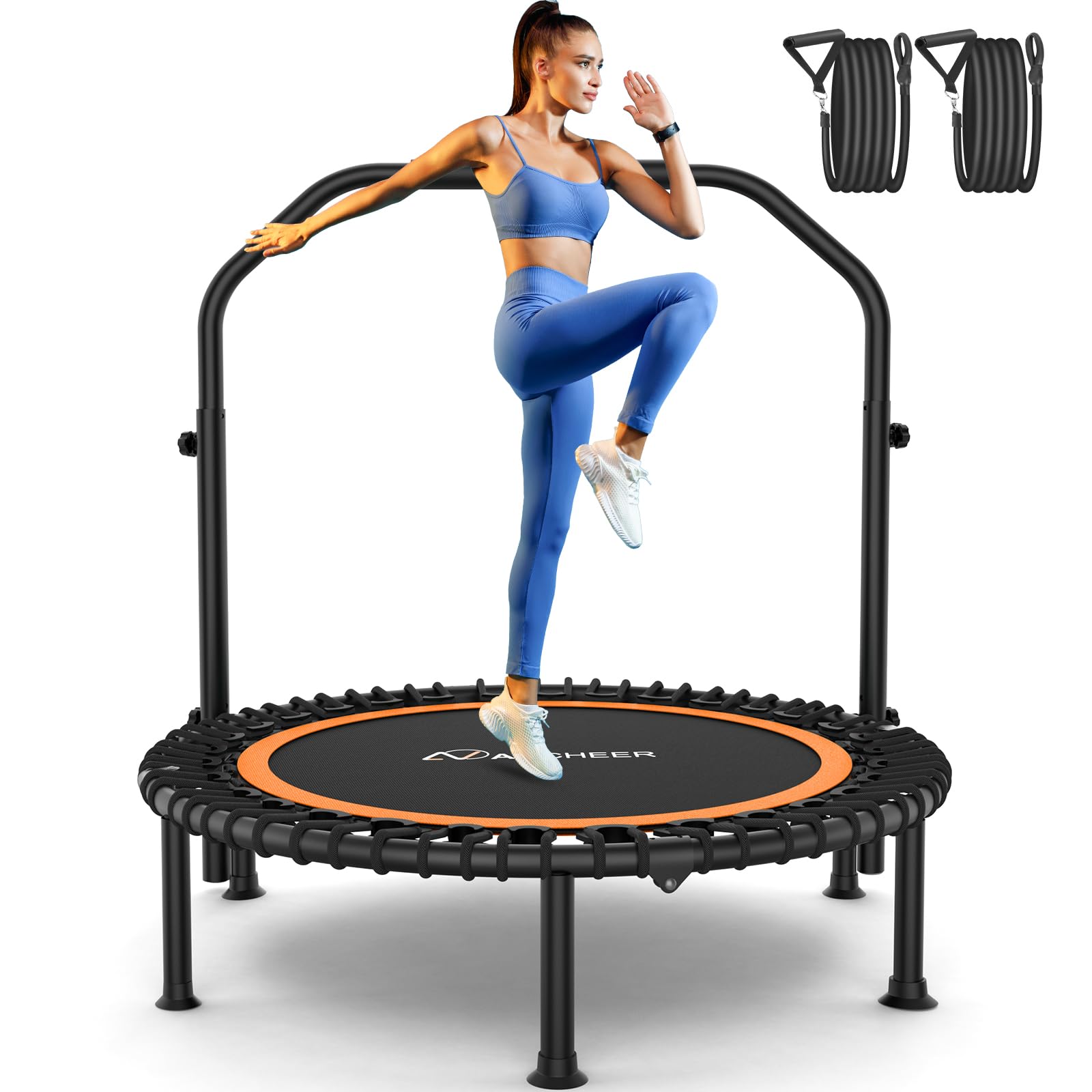 ANCHEER Fitness Trampoline,40"/48" Bungee Rebounder with Adjustable Handle