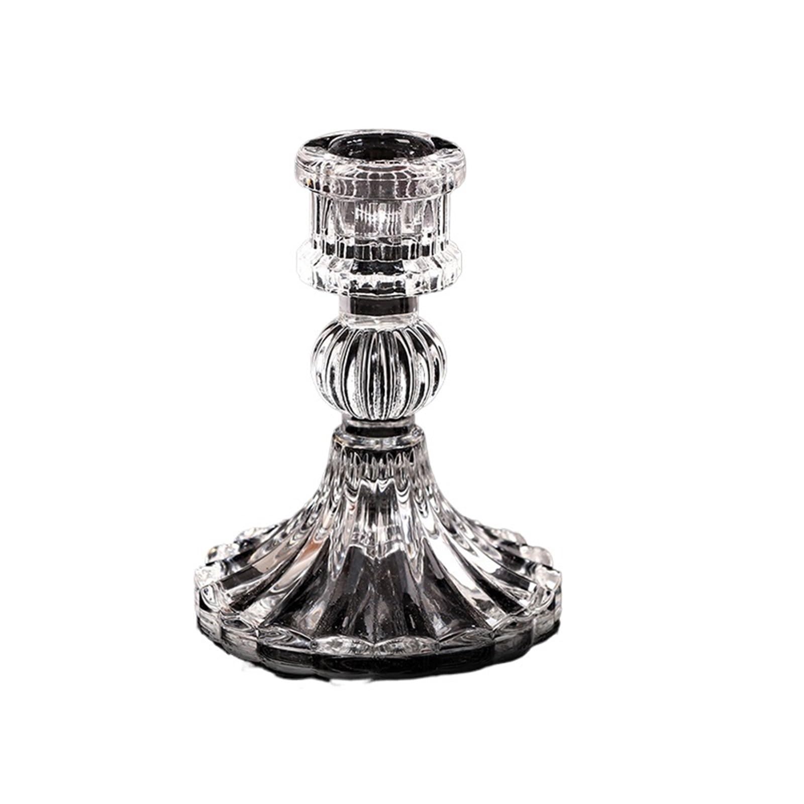 Glass Candle Holder For Tealight Retro Candlestick Romantic Party Dinner Wedding Decoration Home Decor(7.7x10cm-B)