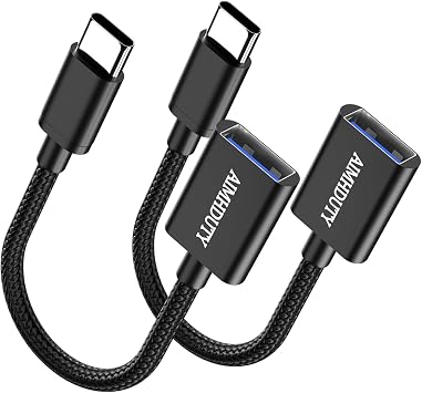 USB C to USB Adapter 2-Pack, USB C Male to USB Female OTG Cable, Nylon Braided, Aluminum Shells, Compatiable for iPhone 17, 16, 15 Series, MacBook Pro/Air, Galaxy S25/S24/S23 and More