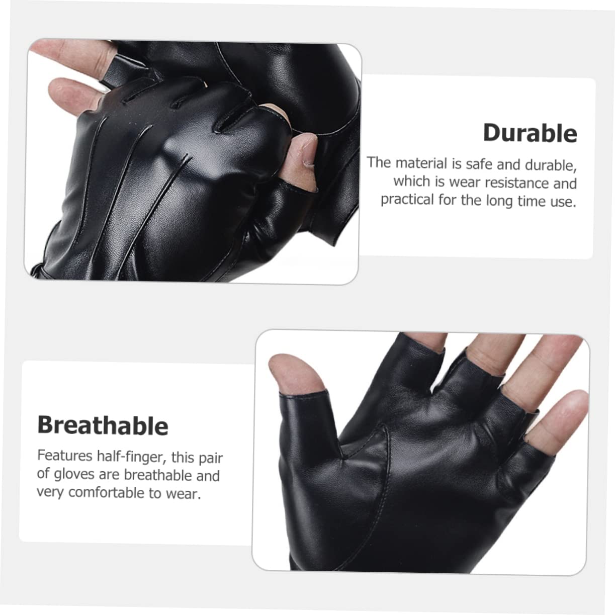 BESPORTBLE 5paia Guanti Da Bicicletta Pelle Per Attività Outdoor Mezze Dita Traspiranti e Antiscivolo Per Ciclismo e Pesca Confortevoli e Shockproof