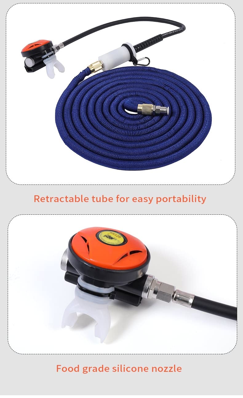 Sistema de Buceo, 5.5h Sistema de Buceo Recargable Respirar bajo el Agua de Regulador Respiración 10m, Ventilador de Buceo electrico para Buceo recreativo y Pesca, BK