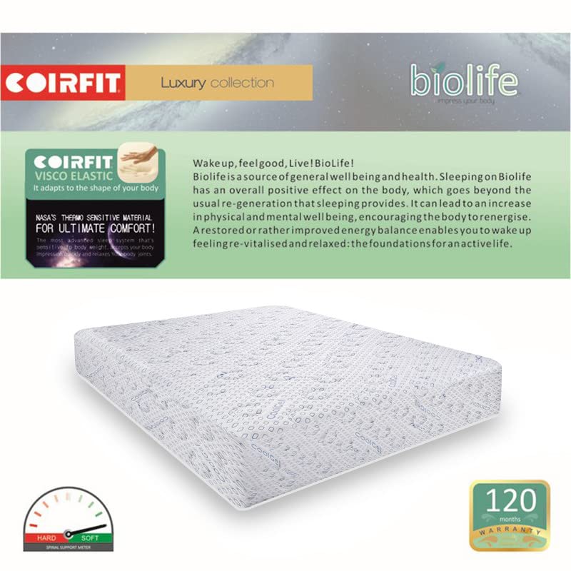 Image of Coirfit Biolife 8-inch Single Size Memory Foam Mattress (White,78X42x8)