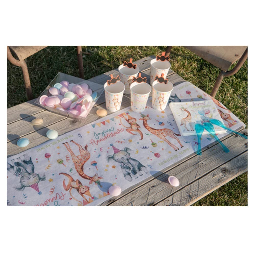 Runner Tavola Santex Happy Birthday - Oro E Bianco 30cm X 5m Tessuto