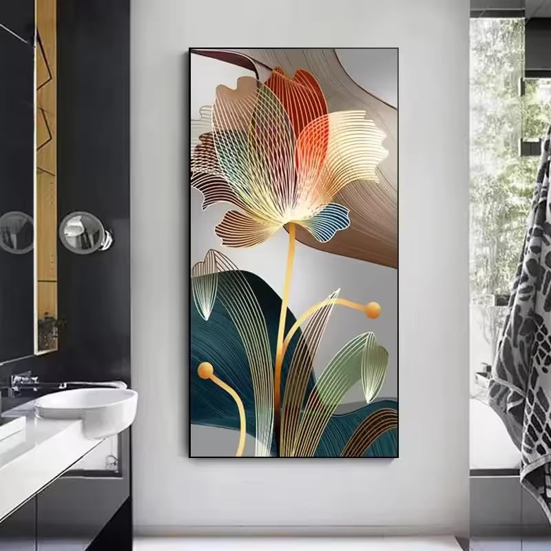 Tableau abstrait floral géant décoration de salon moderne et lumineux
