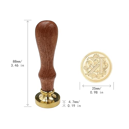 Miniatura 105 de Sello medieval tradicional de cera del alfabeto, con cabeza de latón, con mango de madera, para tarjeta/sobre, regalo (letra Z)