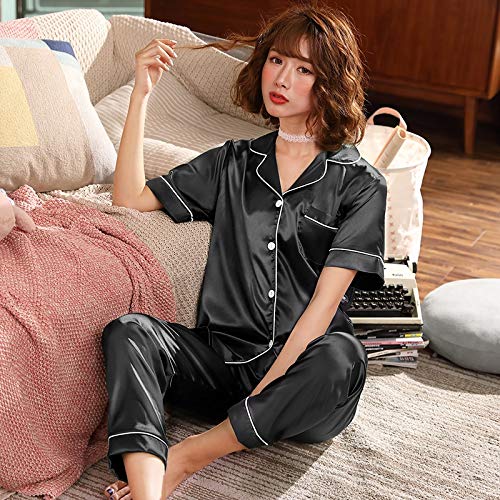 Amazon.co.jp: XiaoNUO 半袖/長袖、シルクのパジャマ、春の女性の夏の
