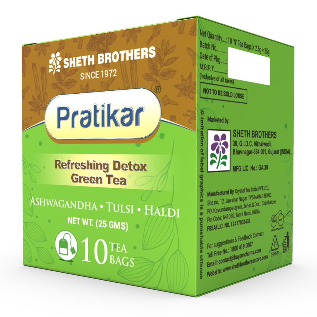 Sheth Brothers Pratikar Detox Green Tea 10 Tea Bags Pack of 3 (B0C6QRLH85) Amazon Price History, Amazon Price Tracker