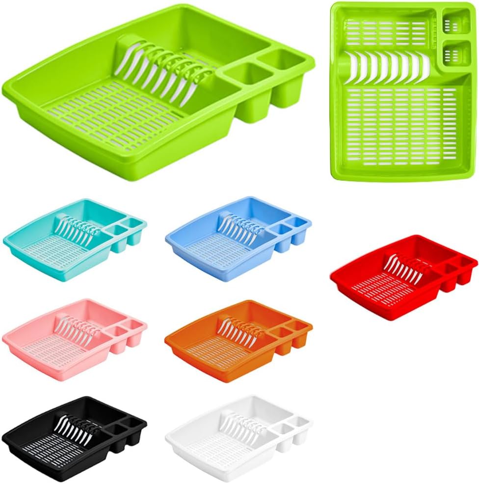 ECO Large Plastic Dish Drainer Rack | Heavy Duty Sturdy Dish Rack for Kitchen Countertop | Green Dish Drainer for Efficient Kitchen Organization & Cutlery Placement (Green)