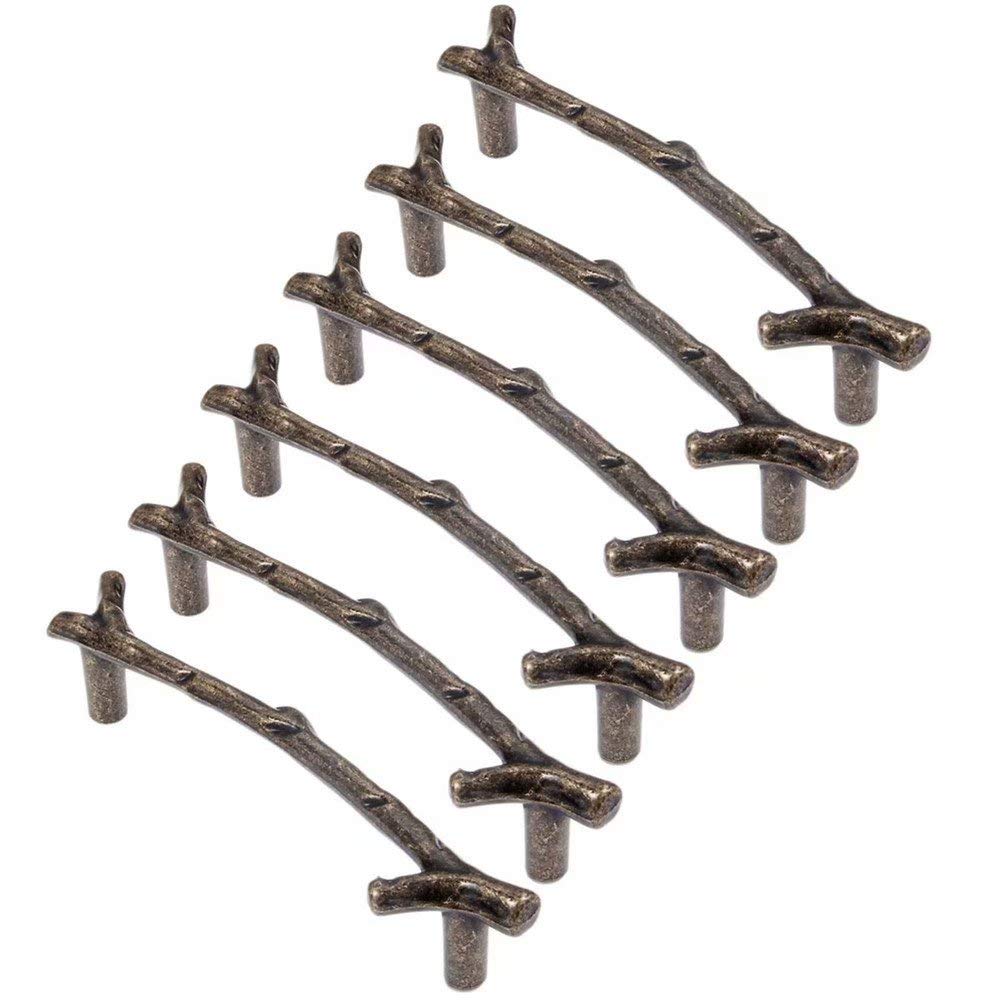 Poignée de branche 6 pièces en alliage de zinc bronze entraxe 96mm pour tiroir meuble