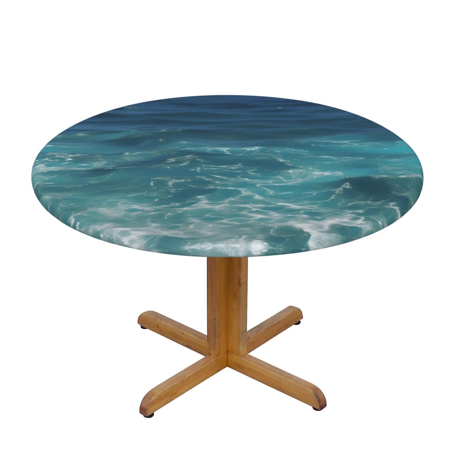 ZQYTGFDC The Deep Ocean M Decorative Round Tablecloth Waterproof Anti Stain Oil Proof Size for 40 50 inch
