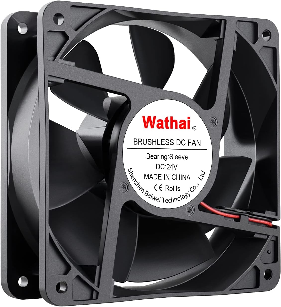Wathai 120x120x38mm 120mm 24V 2Pin Brushless DC Industrial Cooling Case Fan