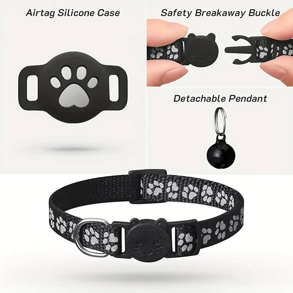 Collare GPS Gatto, GPS per Gatti (Compatibile con i sistemi Apple e Android) Funziona con goo- gle Find My, Senza SIM Senza Abbonamento, Monitoraggio dell'attività, IP67, Batteria 365+Giorni (Nero) - 5