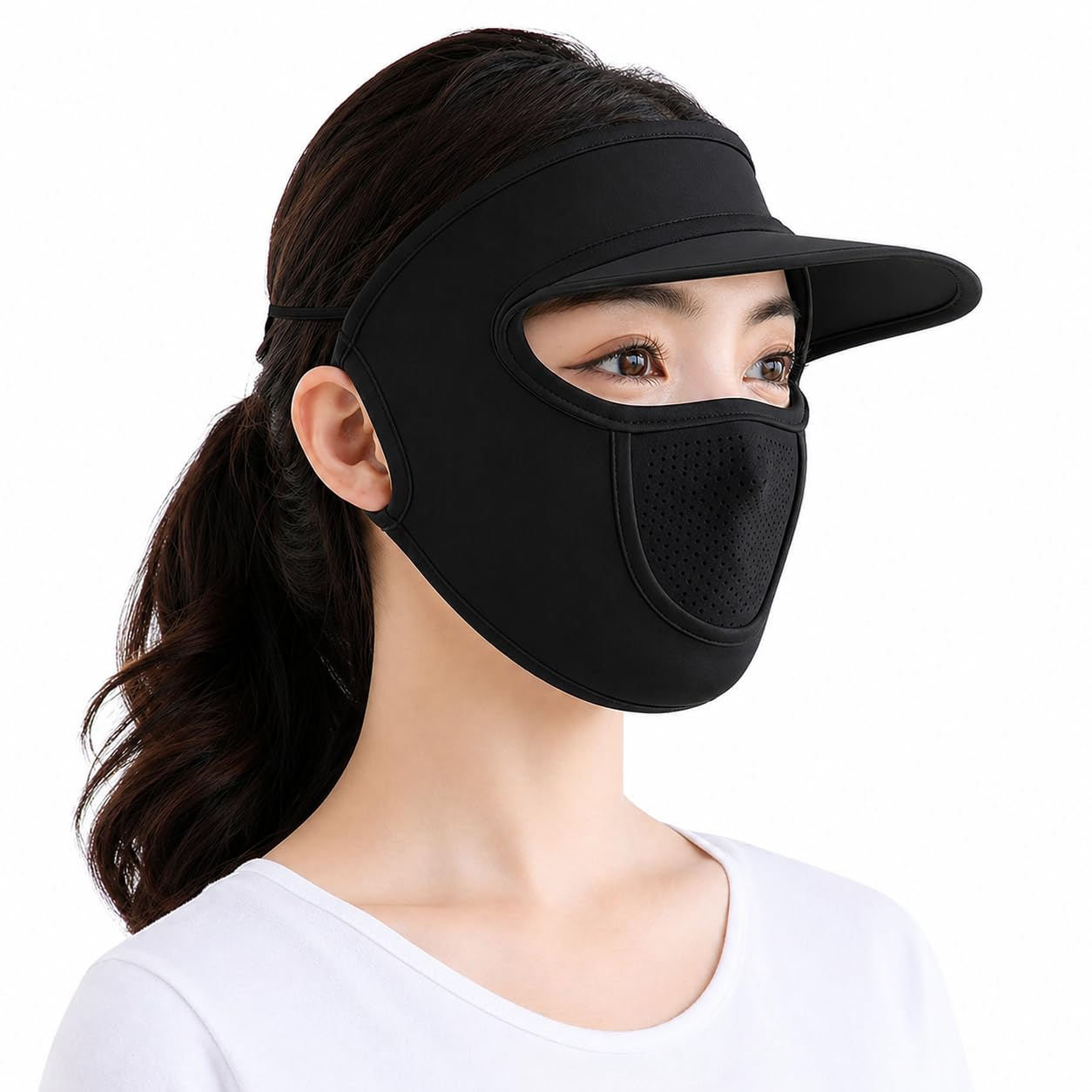 Women’s Summer UV Protection Cap Mask with Foldable Scarf | Ice Silk Breathable Face Cover Hat with Neck Shield for Outdoor Cycling, Driving, Travel & Sun Protection-image-46