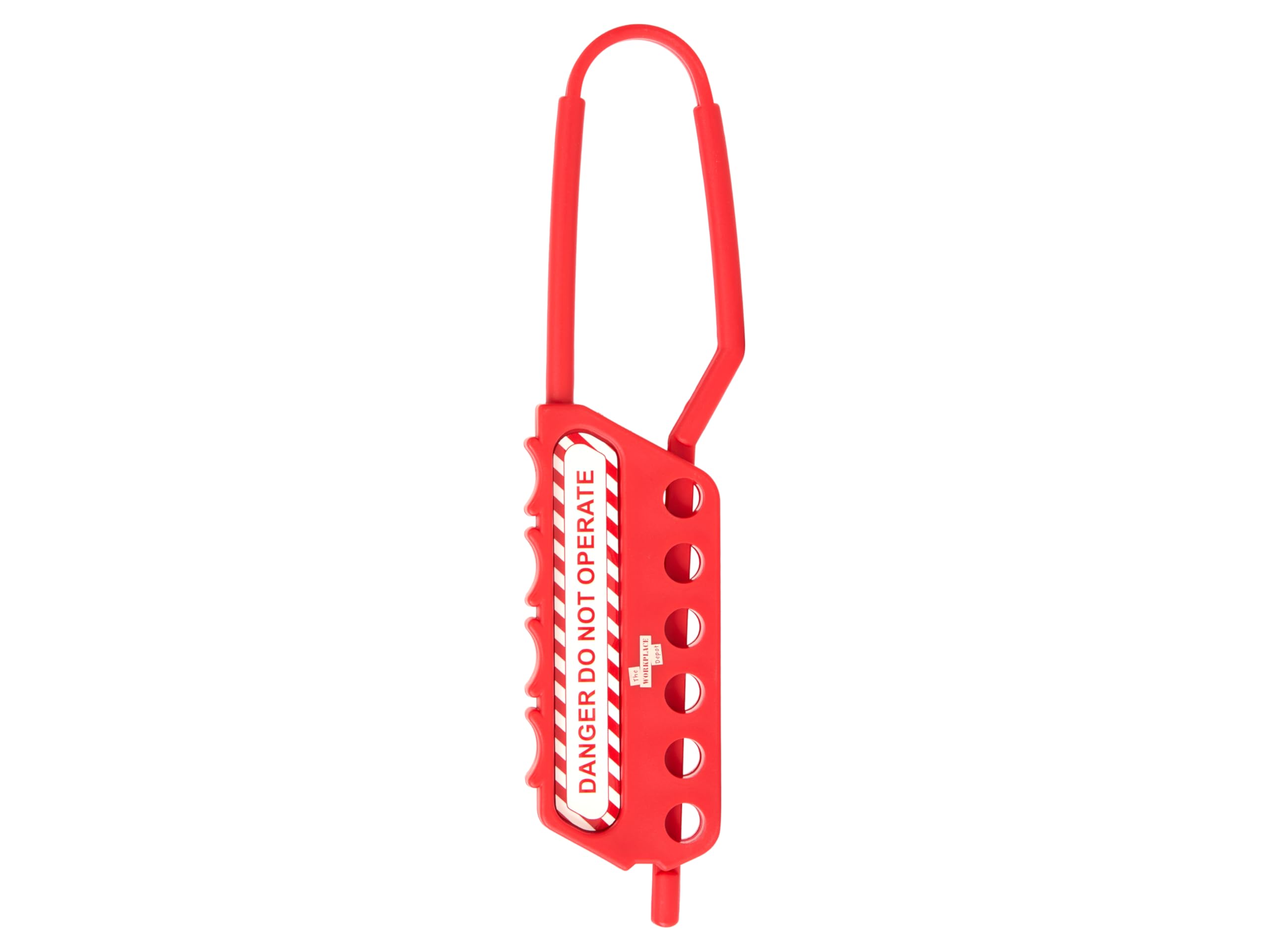 The Workplace Depot Red Lockout Tagout Hasp – Universal Lockout Device In Reinforced Nylon, Non-Conductive, Small (3-Lock) & Large (6-Lock) Options, Industrial Maintenance Safety Equipment (Large)
