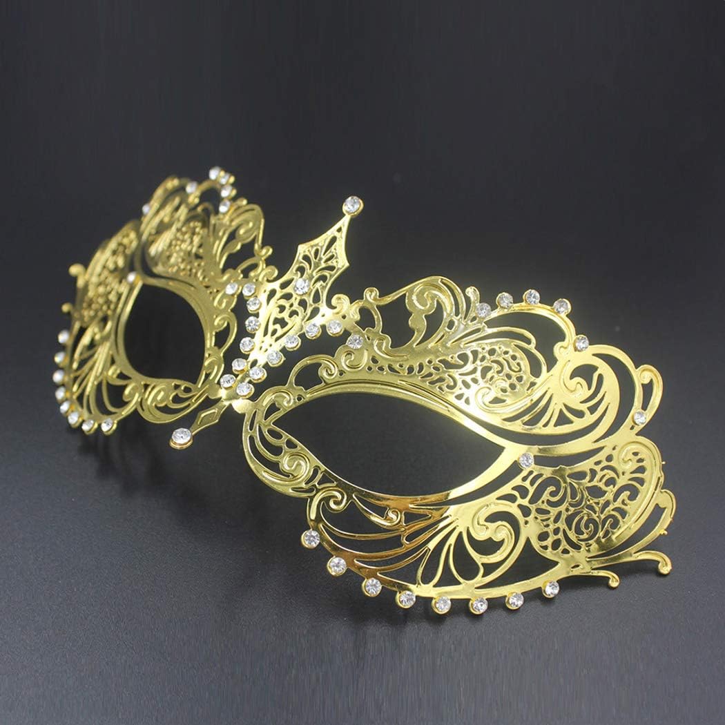 Thmyo Women's Laser Cut Metal Venetian Halloween Mardi Gras Party Mask (Gold 2) - Image 5