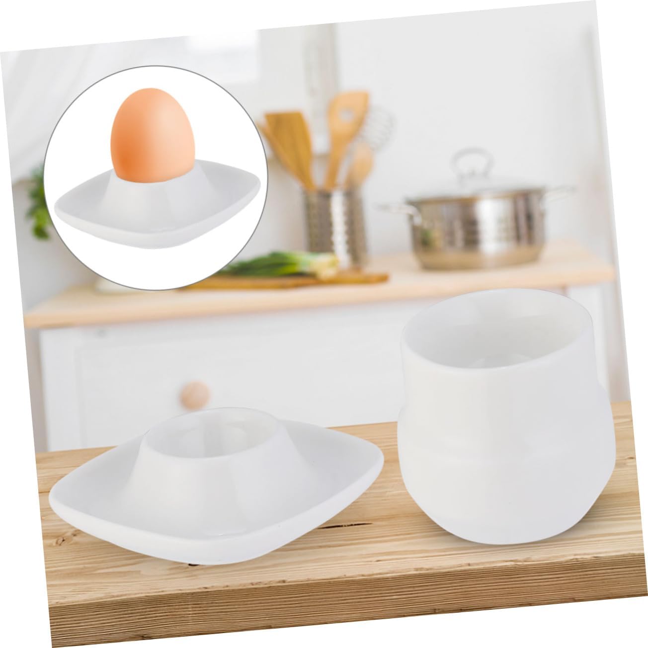 2pcs Ceramic Egg Cups for Breakfast Elegant White Egg Holders for Home and Restaurant Use Delicate Design for Hard Boiled Tray