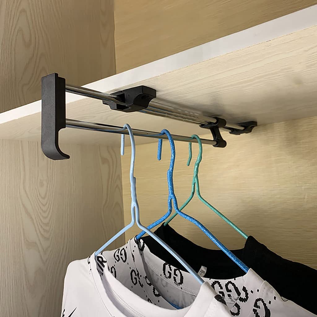 corner wardrobe， Extendable Sliding Closet Hanging Bar,Clothes Rail,Space-Saving Wardrobe Hangers(400mm/15.7inch)