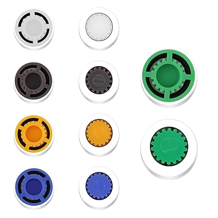 Prasacco 10 Pcs Water Flow Restrictor 1.5/1.8/2.0/2.5/3.0 GPM Shower Head Flow Control Valves Water Flow Saver Adapter Set for Fixed Shower Head or Handheld Shower (14.2 x 13.8 x 5.3 mm - Small)