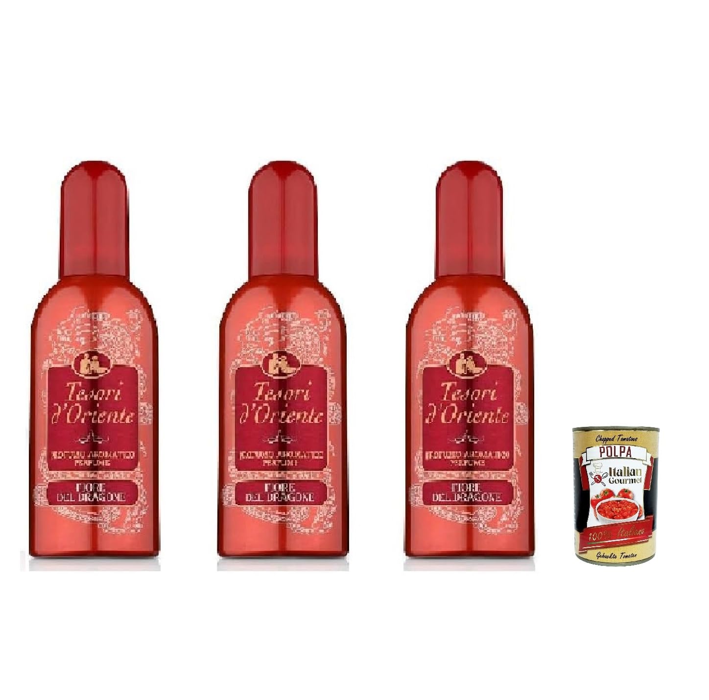 Tesori D'oriente Fiore del Dragone 100ml, fruchtig-aromatisches Parfüm 3x100ml + Italian Gourmet polpa 400gr