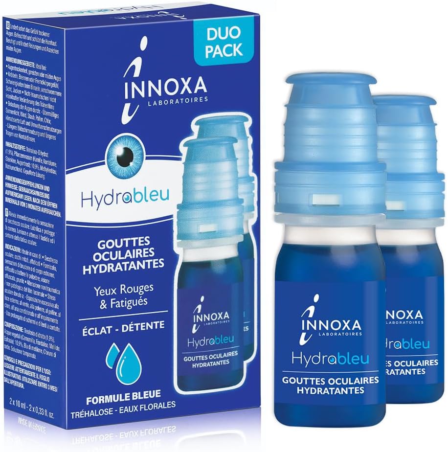 INNOXA Laboratoires - Eye Drops - Whitening Eye White - Moisturises Reddened and Tired Eyes - Original Formula - Made in France - No Preservatives - 10 ml Formal Blue 2 Pack