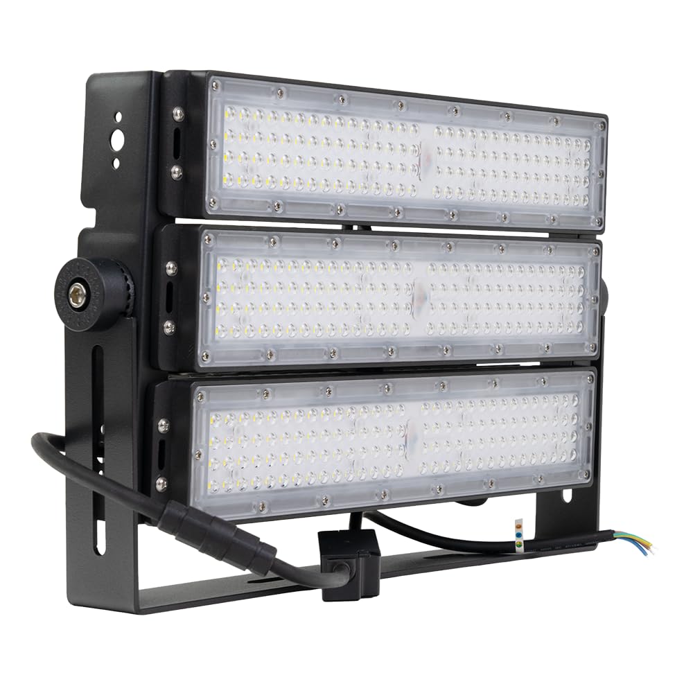 4x LED Außenstrahler 300W 5000K Neutralweiß 39000lm, IP66 Wasserdicht, IK10 Flutlicht Strahler für Stadionbeleuchtung Baustelle Sportplatz, robuste Industrieleuchte für außen