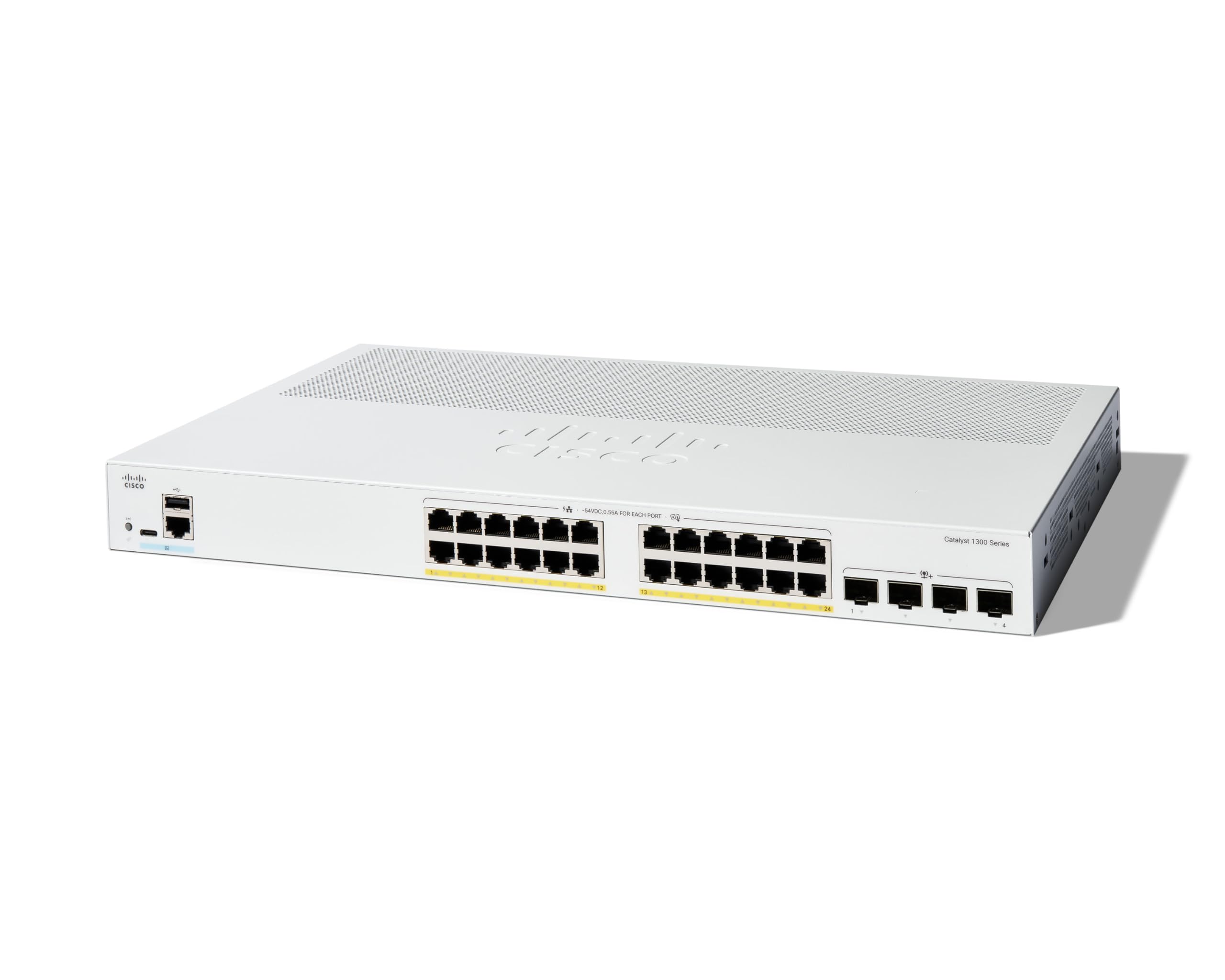 CiscoCatalyst 1300-24P-4X Managed Switch, 24 Port GE, PoE, 4x10GE SFP+, Limited Lifetime Protection (C1300-24P-4X)