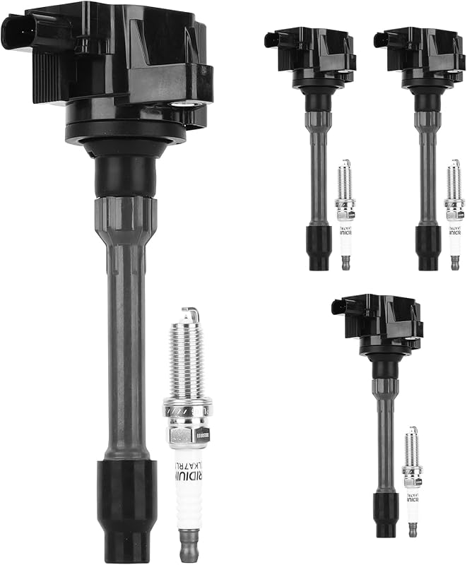 Juego de bobinas de encendido y kit de bujías Iridium para Civic 2.0L Fit 1.5L | Ajuste para Honda 2016-2021 Civic 2015-2019 Fit L4, # UF749 93501, 4 paquetes de bobinas de repuesto y 4 bujías