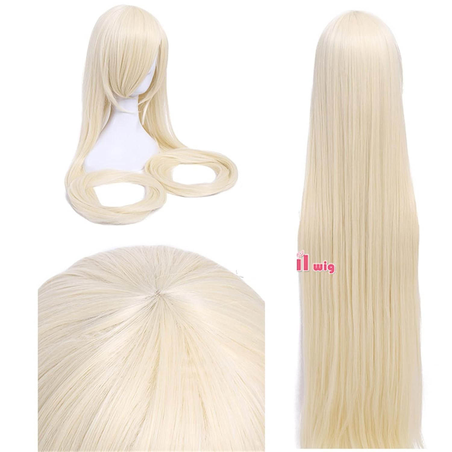 40inch 100cm Long Women Cosplay Wigs 7 Colors Straight Beige Black Blond Synthetic Hair,Beige