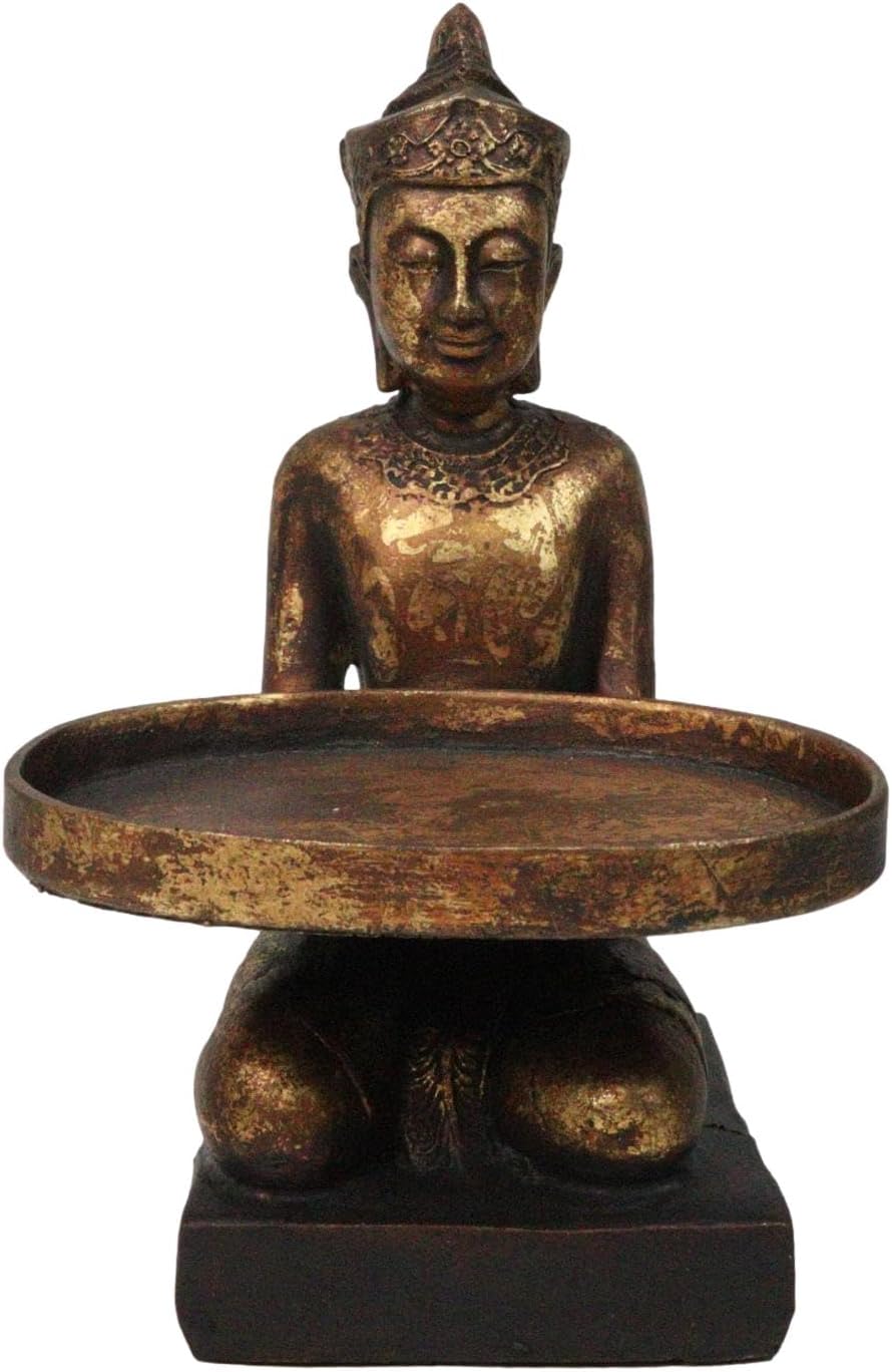 Ebros Gift Decorative Buddhist Monk Business Card Holder Office Figurine Meditating Buddha Siamese Monk Statue Paperweight