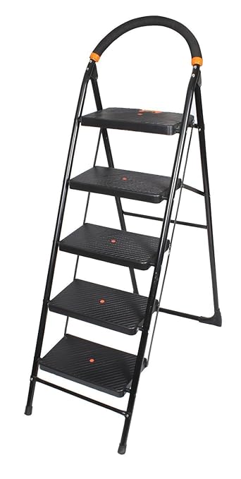GRAZIA Milano Polypropylene Folding Ladder with 5 Steps (Black)