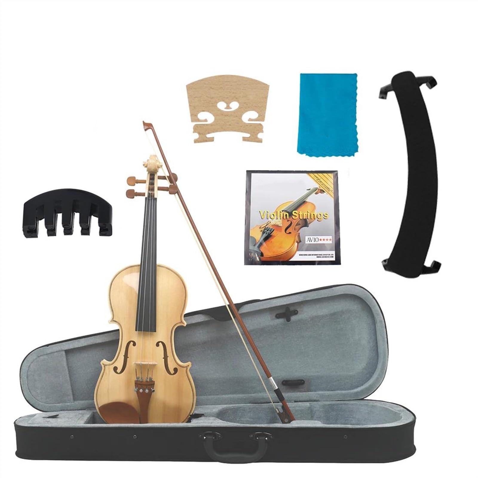 Violine 4/4 Violine Handgeschnitzt Holzfarbe Violinensatz(Violin Set)